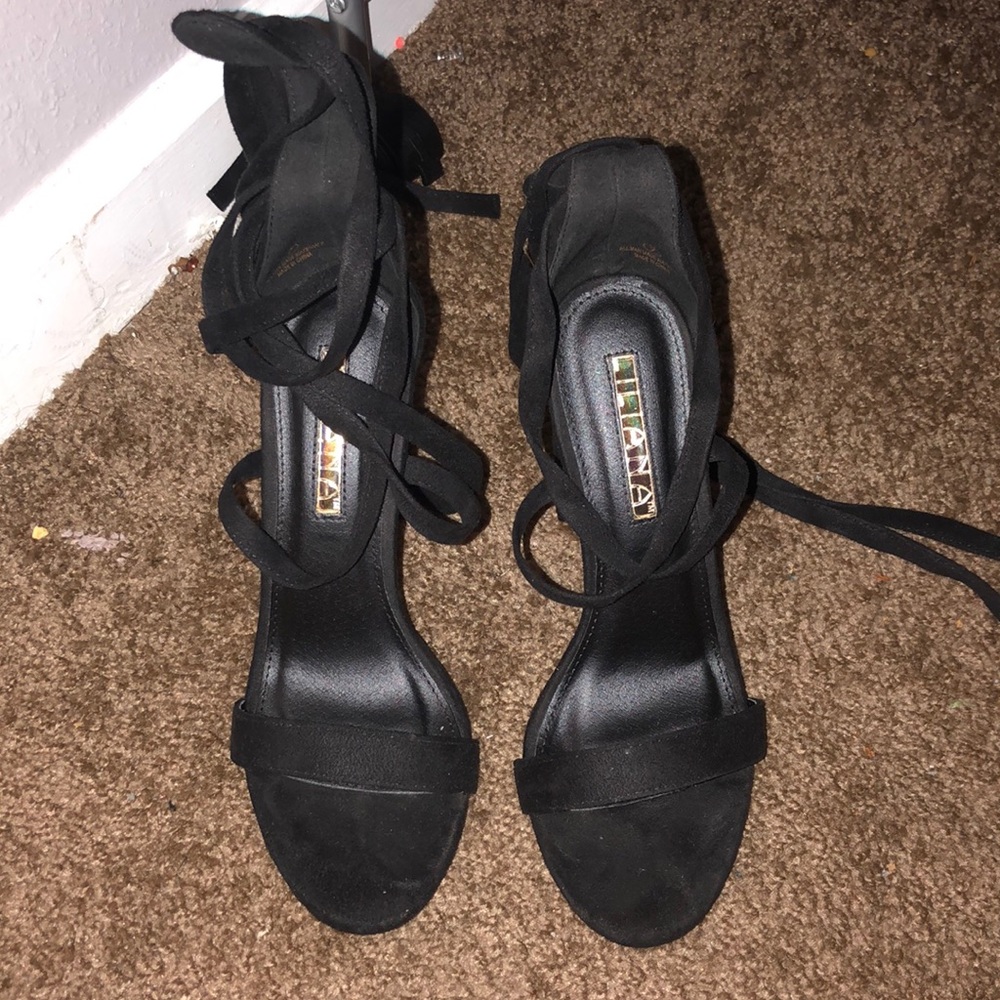 Black lace up heels